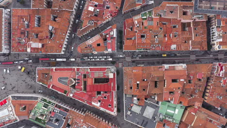 Dächer-Von-Madrid,-Top-Shot-Straßen,-Abstrakte-Grafische-Luftaufnahme,-Spanien